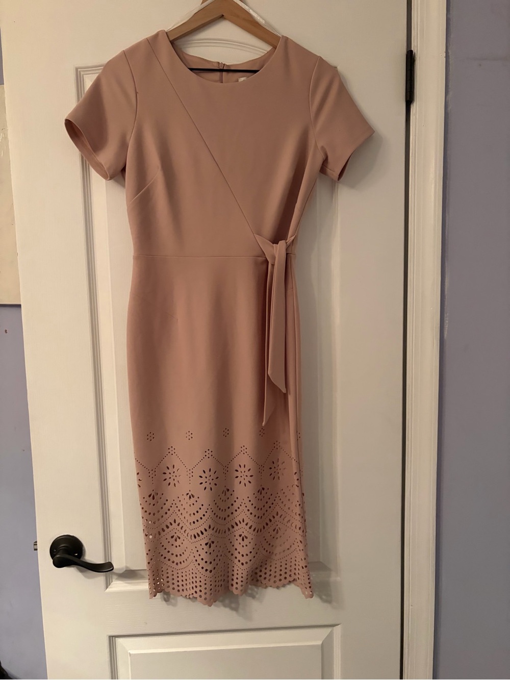 Enfocus Studio Dusty Blush Midi Dress with Laser-Cut Hem